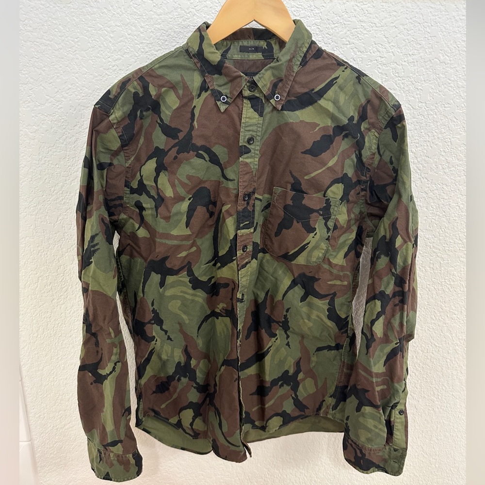 J Crew Slim Fit Camo Oxford Shirt